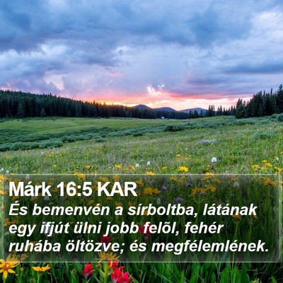 Márk 16:5 KAR Bible Verse Image