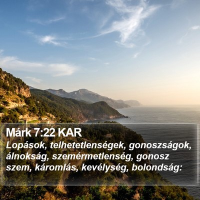 Márk 7:22 KAR Bible Verse Image