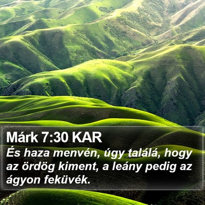 Márk 7:30 KAR Bible Verse Image