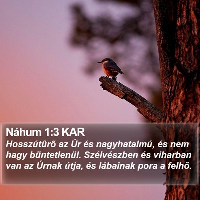 Náhum 1:3 KAR Bible Verse Image
