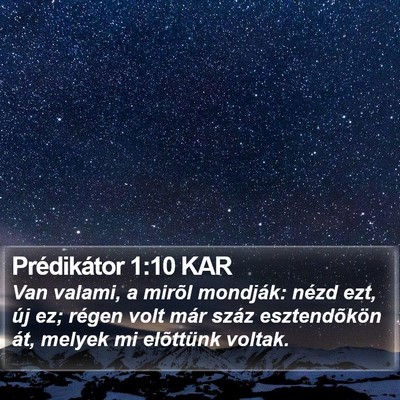 Prédikátor 1:10 KAR Bible Verse Image