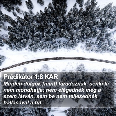 Prédikátor 1:8 KAR Bible Verse Image