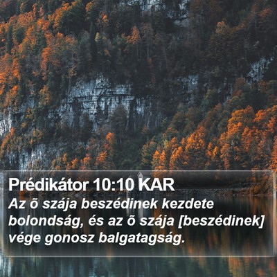 Prédikátor 10:10 KAR Bible Verse Image