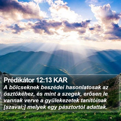 Prédikátor 12:13 KAR Bible Verse Image