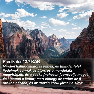 Prédikátor 12:7 KAR Bible Verse Image