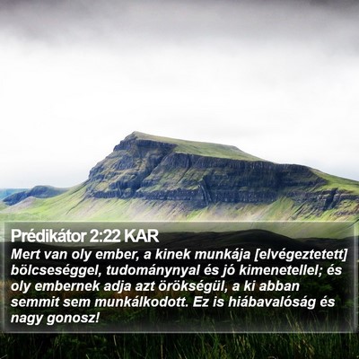 Prédikátor 2:22 KAR Bible Verse Image