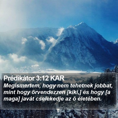 Prédikátor 3:12 KAR Bible Verse Image