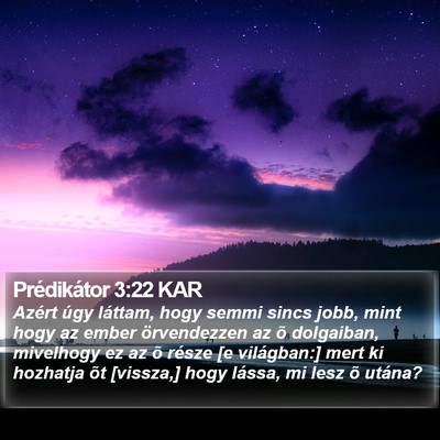 Prédikátor 3:22 KAR Bible Verse Image
