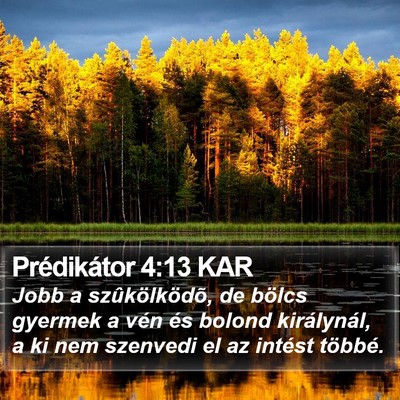 Prédikátor 4:13 KAR Bible Verse Image