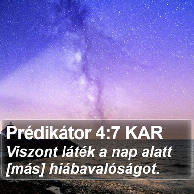 Prédikátor 4:7 KAR Bible Verse Image