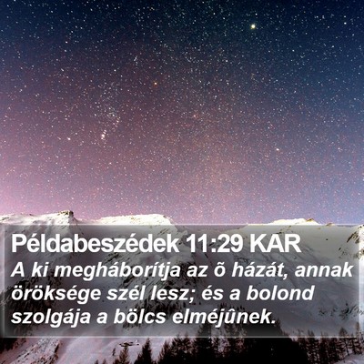 Példabeszédek 11:29 KAR Bible Verse Image