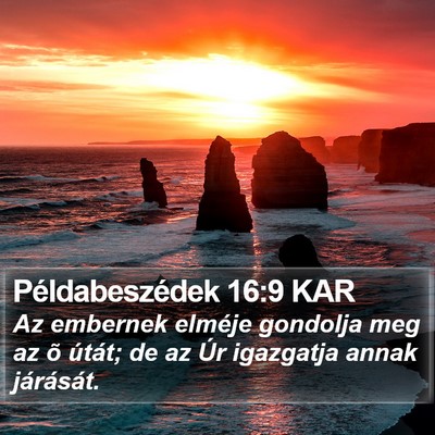 Példabeszédek 16:9 KAR Bible Verse Image