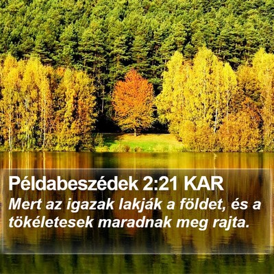 Példabeszédek 2:21 KAR Bible Verse Image