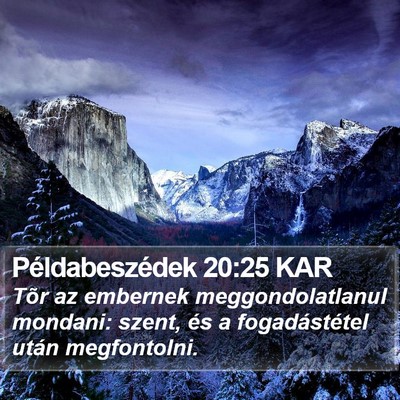 Példabeszédek 20:25 KAR Bible Verse Image