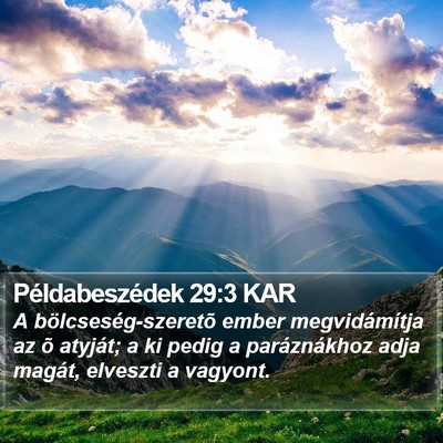Példabeszédek 29:3 KAR Bible Verse Image