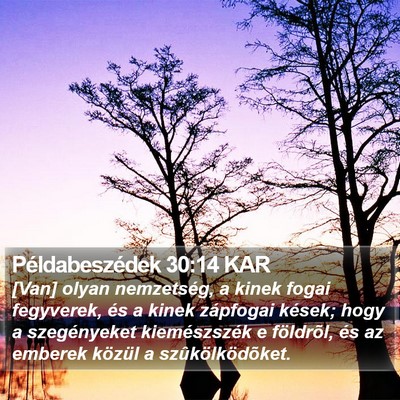 Példabeszédek 30:14 KAR Bible Verse Image