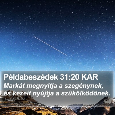 Példabeszédek 31:20 KAR Bible Verse Image