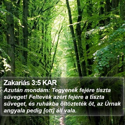 Zakariás 3:5 KAR Bible Verse Image