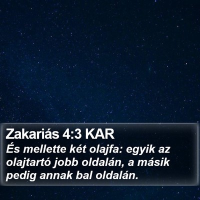 Zakariás 4:3 KAR Bible Verse Image