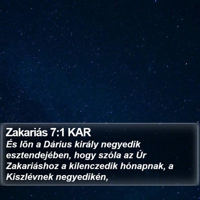 Zakariás 7:1 KAR Bible Verse Image