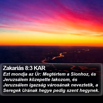 Zakariás 8:3 KAR Bible Verse Image
