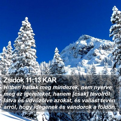 Zsidók 11:13 KAR Bible Verse Image