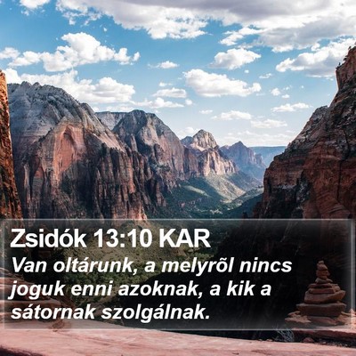 Zsidók 13:10 KAR Bible Verse Image