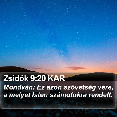Zsidók 9:20 KAR Bible Verse Image