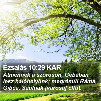 Ézsaiás 10:29 KAR Bible Verse Image