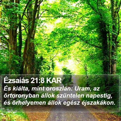 Ézsaiás 21:8 KAR Bible Verse Image