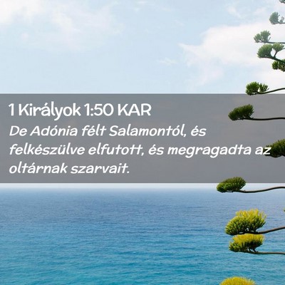 Picture 02 - 1 Királyok 1:50 KAR - De Adónia félt Salamontól, és felkészülve - Bible Verse Picture