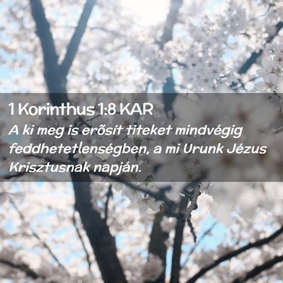Picture 02 - 1 Korinthus 1:8 KAR - A ki meg is erõsít titeket mindvégig - Bible Verse Picture