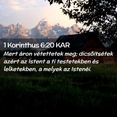 Picture 02 - 1 Korinthus 6:20 KAR - Mert áron vétettetek meg; dicsõítsétek - Bible Verse Picture