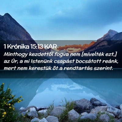 Picture 02 - 1 Krónika 15:13 KAR - Minthogy kezdettõl fogva nem [mívelték ezt,] - Bible Verse Picture