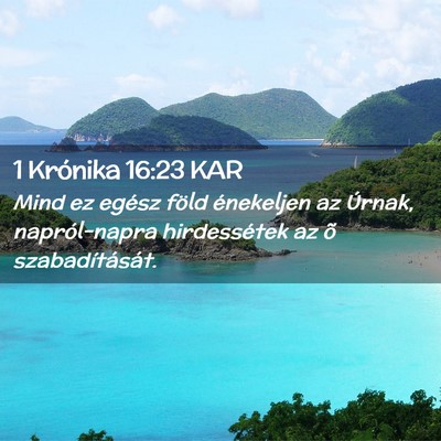 Picture 02 - 1 Krónika 16:23 KAR - Mind ez egész föld énekeljen az Úrnak, - Bible Verse Picture