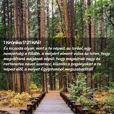 Picture 02 - 1 Krónika 17:21 KAR - És kicsoda olyan, mint a te néped, az Izráel, - Bible Verse Picture