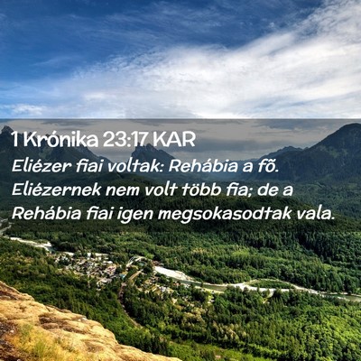 Picture 02 - 1 Krónika 23:17 KAR - Eliézer fiai voltak: Rehábia a fõ. Eliézernek - Bible Verse Picture
