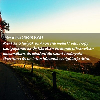 Picture 02 - 1 Krónika 23:28 KAR - Mert az õ helyök az Áron fiai mellett van, - Bible Verse Picture