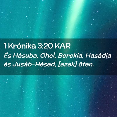 Picture 02 - 1 Krónika 3:20 KAR - És Hásuba, Ohel, Berekia, Hasádia és - Bible Verse Picture