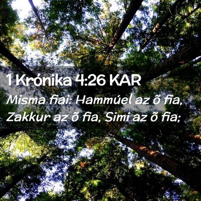 Picture 02 - 1 Krónika 4:26 KAR - Misma fiai: Hammúel az õ fia, Zakkur az õ fia, - Bible Verse Picture