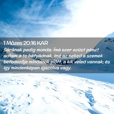 Picture 02 - 1 Mózes 20:16 KAR - Sárának pedig monda: Ímé ezer ezüst pénzt - Bible Verse Picture