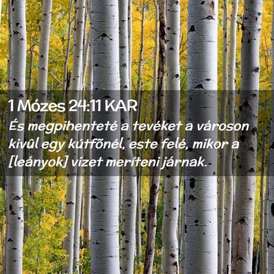 Picture 02 - 1 Mózes 24:11 KAR - És megpihenteté a tevéket a városon kivûl - Bible Verse Picture