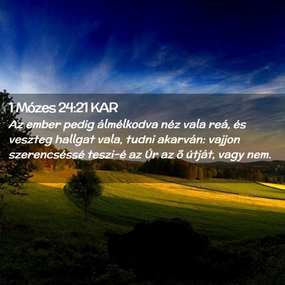 Picture 02 - 1 Mózes 24:21 KAR - Az ember pedig álmélkodva néz vala reá, és - Bible Verse Picture