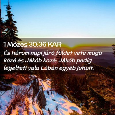 Picture 02 - 1 Mózes 30:36 KAR - És három napi járó földet vete maga közé - Bible Verse Picture
