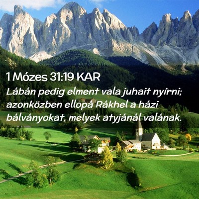 Picture 02 - 1 Mózes 31:19 KAR - Lábán pedig elment vala juhait nyírni; - Bible Verse Picture
