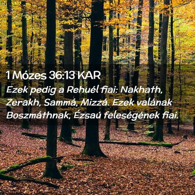 Picture 02 - 1 Mózes 36:13 KAR - Ezek pedig a Rehuél fiai: Nakhath, Zerakh, - Bible Verse Picture