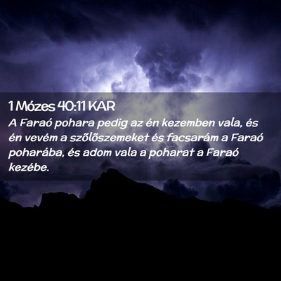 Picture 02 - 1 Mózes 40:11 KAR - A Faraó pohara pedig az én kezemben vala, és - Bible Verse Picture