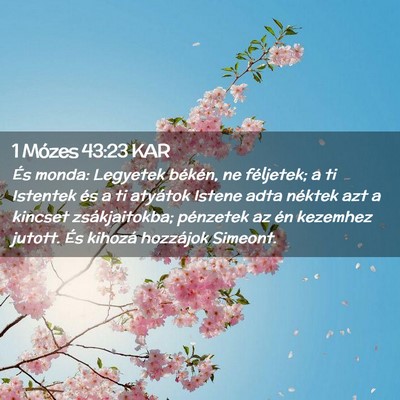 Picture 02 - 1 Mózes 43:23 KAR - És monda: Legyetek békén, ne féljetek; a ti - Bible Verse Picture