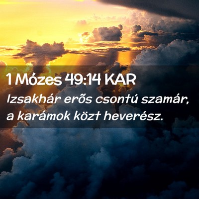 Picture 02 - 1 Mózes 49:14 KAR - Izsakhár erõs csontú szamár, a karámok közt - Bible Verse Picture
