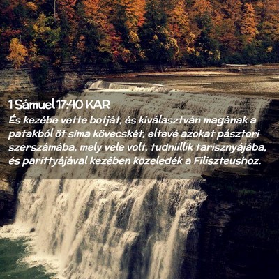 Picture 02 - 1 Sámuel 17:40 KAR - És kezébe vette botját, és kiválasztván - Bible Verse Picture